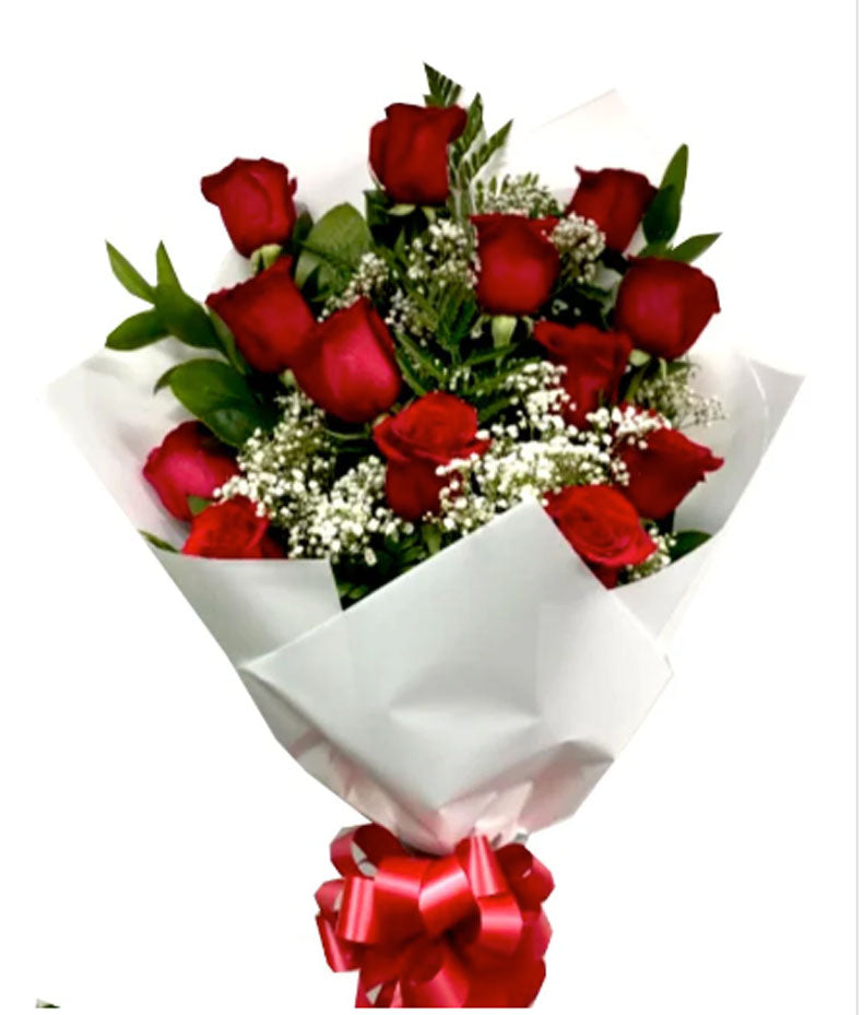 Red Roses Elegant Style White Wrap