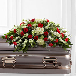 White Hydrangeas and Red Roses