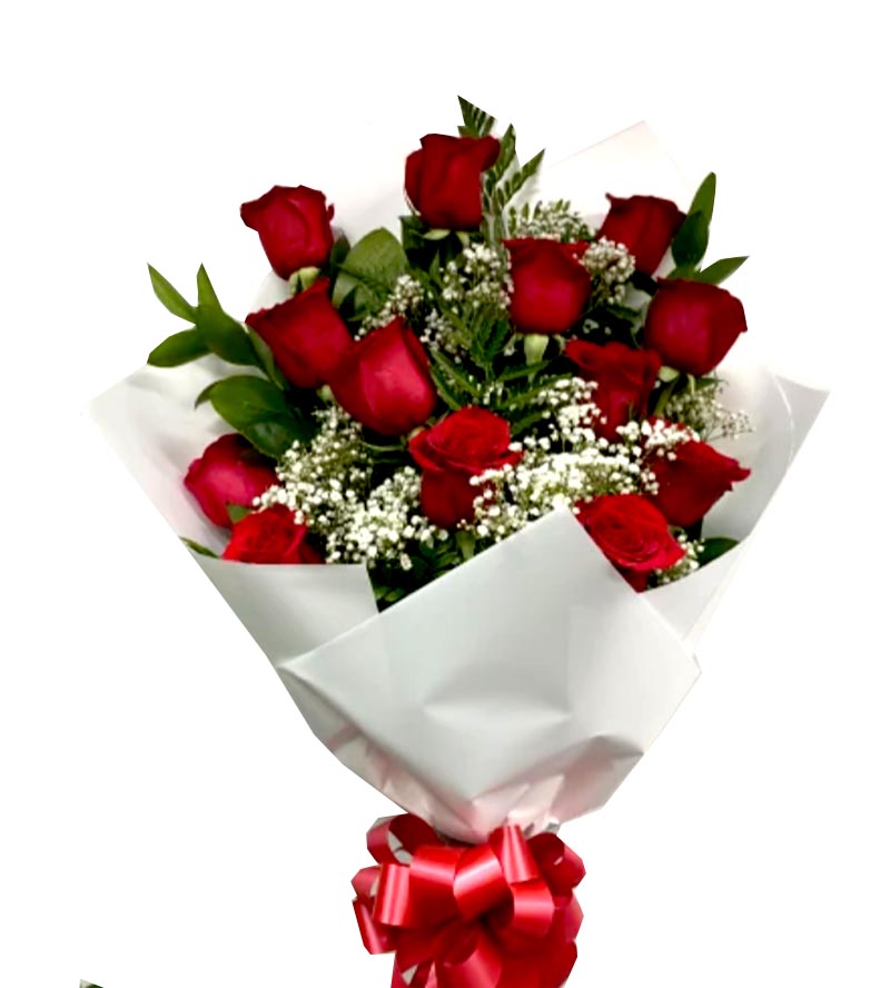 Red Roses Elegant Style White Wrap – House of Flowers Del Rio