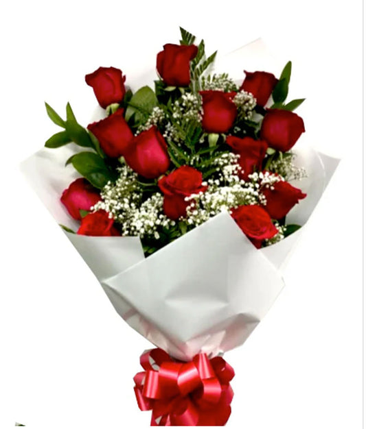 Red Roses Elegant Style White Wrap